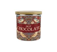 Purely Home Red Strawberry Thief Boîte de rangement pour chocolat chaud - Motif tapisserie florale inspirée de Morris - Grande boîte de rangement en émail pour boissons chaudes de cuisine