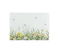 Purely Home Spring Time Jonquilles Rectangulaire Petit économiseur de plan de travail en verre - Floral Lisse Cuisine Planche à découper/Plan de travail Protecteur avec pieds antidérapants 28,5 cm x 2