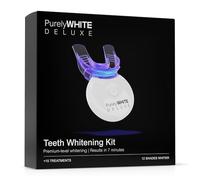 PurelyWHITE DELUXE Kit de blanchiment des dents complet LED blanchissant les dents, plus de 15 traitements, (3) seringues de gel blanchissant de 3 ml, sourire plus blanc en 7 minutes