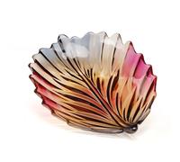 Puremagics Assiette décorative en verre de cristal multicolore peint à la main, forme de feuille, 31 cm de diamètre, présentoir à fruits et table de cuisine.