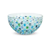 Puremagics Bol à salade en verre de cristal peint à la main - 17,5 cm de diamètre - Bol à mélanger en verre pour la maison, le bureau, la décoration de mariage, fruits, collation, dessert, serveur
