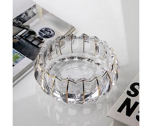 Puremagics Bol en verre peint à la main doré unique en forme de fleur de lotus ronde, bol décoratif pour la maison, le bureau, bol en cristal décoratif pour la table, 13 cm