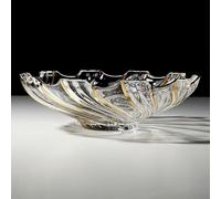 Puremagics Grand bol décoratif en verre peint à la main en forme de tourbillon doré - 32 cm de diamètre.