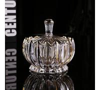 Puremagics Plat à bonbons en verre doré peint à la main avec couvercle en cristal, assiette à noix, bol décoratif, plat à chocolat, décoration en cristal pour salon et salle à manger.