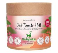 puremetics Fluff Douche 3 en 1, Madagascar : vanille, noix de coco et amande, édition limitée, 250 g