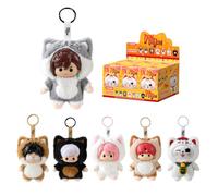 puremind DAN DA DAN Meow Mission, Lot de 6 Peluches Blind Box | Licence officielle, oreilles de chat sans doublons, visages vinyle, corps doux, porte-clés ou bijoux de sac, série collector