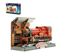 PUREMIND Harry Potter Poudlard Express Puzzle 3D en Bois - Maquette de Train à Vapeur Voie 9¾ sous Licence Officielle, Bielles Mécaniques, Kit DIY & Cadeau de Collection