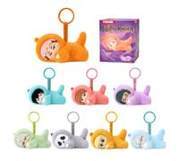 puremind Jujutsu Kaisen Peluche JJK Lazy Time, 1 Blind Box | Licence officielle, visage vinyle, corps en peluche douce, capuche animale, porte-clés, bijou de sac, objet à collectionner