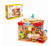 PUREMIND Snoopy Peanuts Anniversaire Puzzle 3D Bois, Maison de fête en kit | Sous licence officielle, cadeau Snoopy, figurine incluse, scène festive, assemblage DIY, pièce de collection, bureau, vitrine
