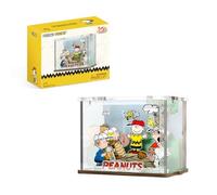 PUREMIND Snoopy Peanuts Baseball, Puzzle 3D en Bois, scène Miniature Mobile