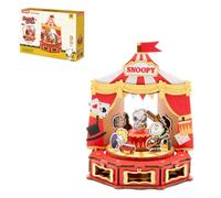 PUREMIND Snoopy Peanuts Cirque, Puzzle 3D en Bois, Maquette Cirque rotative