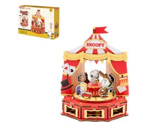 PUREMIND Snoopy Peanuts Cirque, Puzzle 3D en Bois, Maquette Cirque rotative