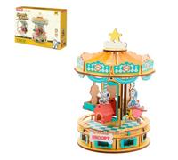 PUREMIND Snoopy Peanuts Manège, Puzzle 3D en Bois, modèle carrousel Rotatif