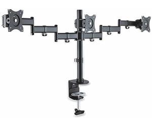 PureMounts OFFICE-03 Soporte de escritorio Para 3 monitores 33-69 cm (13-27"), inclinable: -45 ° a 45 °, giratorio: 180 °, giratorio: 360 °, VESA 100x100, Negro