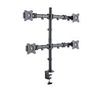 PureMounts PM-OFFICE-04 Support de bureau pour 4 écrans de 33 à 69 cm (13 à 27 pouces), inclinable de -45 ° à 45 °, orientable à 180 °, pivotant à 360 °, max. 8,0kg, VESA 100x100, noir