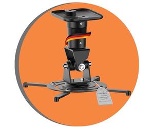 PureMounts PM-Spider-Plus-B - Support Plafond pour Vidéo-projecteur (rotatif et inclinable à 25°), Distance au Plafond fixe à 22cm, 15kg, Distances des Trous de Vis 180-310mm, noir