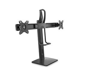 PureMounts Support de Moniteur pour Deux écrans, 2X Support de Moniteur VESA 75x75 à VESA 100x100, réglable en Hauteur en continu, inclinable, pivotant, Rotatif, Noir PM-OFFICE-ST-02