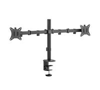 PureMounts Support de Moniteur, Support de Moniteur pour 2 écrans, 17 à 32 Pouces, réglable en Hauteur, inclinable, pivotant, VESA 75 et 100, Support de Bureau, Support Double écran, Noir