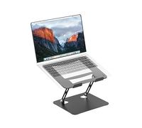 PureMounts Support pour Ordinateur Portable Réglable en Hauteur, Pliable & Ergonomique pour Home Office, Base pivotante à 360°, Support pour avec Ventilation, Patins antidérapants, Noir