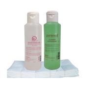 Purenail | KIT SOLVANT POCKET avec Nail Cleaner Dégraissant 125 ml + Diss'Ongle 100% acétone 125 ml + 100 carrés de cellulose pour ongles, faux ongles et nail chablon Nail