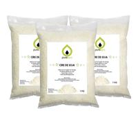 PURENAIL Purespa Cire de soja Blanc | Naturel | écologique 3 kg (3 Sachets de 1KG) + 30 Mèches 35 mm Pré-Paraffinées | Cire Premium Fabrication Bougies et Bougies de Massage