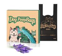 PURENV 200 Sac à Déjections Canines Biodégradable avec un parfum de lavande, 18 * 38 CM Grande Taille avec Boîte Distributrice, Extra Épais Sacs en Mélange D'amidon de Maïs, Fort Étanches