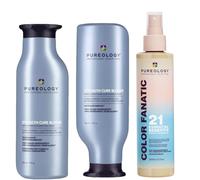 Pureology Strength Cure Blonde Purple Shampoo, Conditioner and Color Fanatic Spray Routine for Toning Brassy Hair