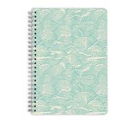 purepaper Carnet bloc-notes à spirales, format A5, pages à points, couverture souple, motif vagues, couverture en vert menthe gepunktet 60 Blatt Turquoise.