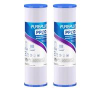 PUREPLUS Lot de 2 filtres à sédiments plissés pour eau de puits, 5 microns, 25,4 x 6,3 cm, cartouche de rechange pour système RO universel de 25,4 cm, W50PE, WFPFC3002, SPC-25-1050, FM-50-975, 801-50