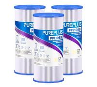 PUREPLUS Lot de 3 filtres à sédiments plissés pour eau de puits GE FXHSC, Culligan R50-BBSA, Pentek R50-BB, DuPont WFHDC3001, W50PEHD, GXWH40L, 50 microns, 25,4 x 11,4 cm