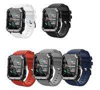 Pureroyi Bracelet de rechange classique en silicone pour montre intelligente Lamshaw 4,7 cm C20 Pro, Militaire/Meoonley 4,7 cm C20 Pro, Kospet Panzer M2 4,7 cm Watch/Mazda M2 4,7 cm, Lot de 5