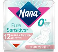 Puresensitive Serviettes Hygiéniques Ultra Régulier Plus-Flux Modéré-0 % Allergène*,Parfum,Colorant-12 Serviettes Avec Ailettes