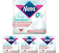 Puresensitive Serviettes Hygiéniques Ultra Régulier Plus - Flux Modéré - 0% Allergène*, Parfum, Colorant - 12 Serviettes Avec Ailettes (Lot De 4)