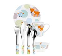 PURESIGNS One Woody Kit pour Enfant 7 pièces en Acier Inoxydable Poli, Assiette, Tasse, Bol, décor 2090700
