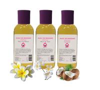 Purespa coffret de 3 Huiles de Massage pour Moments intimes - Coffret Invitation au massage sexy et relaxant, parfums Monoï, Fleur de Tiaré et Coconut - 3 flacons de 100 ml