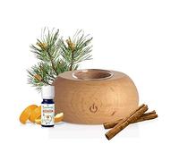 Puressentiel - Diffuseur à Chaleur Douce Xilo en Bois Durable FSC + 1 Huile Essentielle Bio d'orange Douce 10 ML Offerte - Idée Cadeau Noël - Port USBC