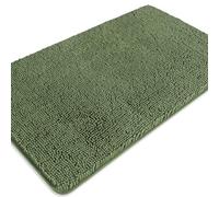 PureSwan Tapis de salle de bain vert olive - Absorbant et lavable, antidérapant, épais et doux en chenille pour salle de bain, cuisine, douche, évier - 66 x 111,8 cm