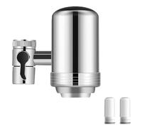 Pureva Water Purifier for Kitchen Taps - Acier inoxydable 304 | Filtre à eau de robinet à charbon activé, Anti chlore & rouille, Solution écologique pour maison et voyage (Argenté)