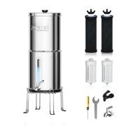 Purewell Filtre à Eau par Gravité 8,5L - Système 8 Étapes 0.01μm avec 4 Filtres (Anti-Fluorure & Chlore) + Visiomètre Niveau d'Eau - Purificateur d'Eau Familial Sans Électricité - Pour Camping/Urgence