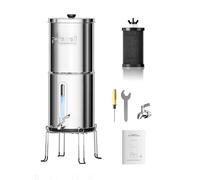 Purewell Filtre à Eau par Gravité Portable 3,8L - Système de Filtration à 3 Étapes 0,01 μm avec Fenêtre de Niveau d'Eau et Support, Réduit 99% du Chlore - Pour Camping, Camping-Car et Maison