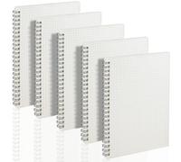 PUREZON 5 Pack Graph Notebook Spiral, A5 Grid Paper Notebooks, 5mm Square, 80 Sheets/160 Pages, Transparent Hardcover, Journals for School, Office, Note Taking