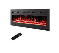 PURFINO Cheminée Électrique 40"/102cm - Flammes 12 Couleurs & Crépitement, 900W/1800W, Thermostat Précis (15-30°C), Écran Tactile & Télécommande - Idéal Murs Médias