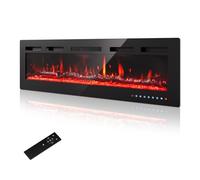 PURFINO Cheminée Électrique 60"/152cm - Flammes 12 Couleurs & Crépitement, 900W/1800W, Thermostat Précis (15-30°C), Écran Tactile & Télécommande - Idéal Murs Médias