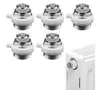Purgeur d'Air Automatique pour Radiateur, 1/2", Laiton Nickelé, Clapet Anti-retour, Auto-étanche, Lot de 5
