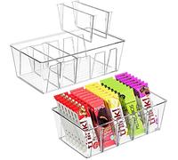 Puricon 2 Boîte de Rangement Alimentaire Empilable à Compartiments Réglables (1 à 5 Compartiment), Bac Organisateur de Conservation pour Aliments/Condiments/Nourriture/Fruit/Thé/Café en Plastique