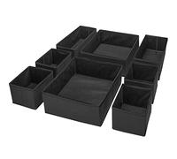 Puricon 8 Boîtes de Rangement Ouvertes pour Etagère Armoire et Placard, Paniers de Rangement Pliables en Tissu pour Jouets, Livres, sous-vètements dans Chambre d'enfant, Salon et Salle de Bain-Noir