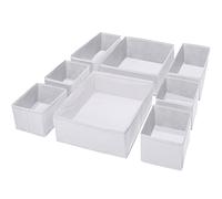 Puricon 8 Boîtes de Rangement Ouvertes pour Etagère Armoire et Placard, Paniers de Rangement Pliables en Tissu pour Jouets, Livres, sous-vètements dans Chambre d'enfant, Salon et Salle de Bain-Blanc