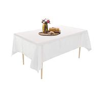 Puricon【Lot de 12】 Nappes Jetables Plastique Translucide 1.37 x 2.74 M, Nappe Premium RectangulaireTrès Résistant pour l’Aniversaire, Le Mariage, la Gastronomie, Les Réceptions ou Le Ménage-Blanc