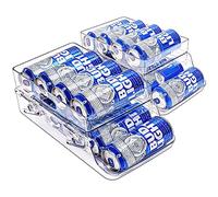 Puricon Organiseurs Frigo avec Couvercle, Rangement Canette Distributeur de Boissons à Roulement Automatique pour Réfrigérateur -Lot de 2