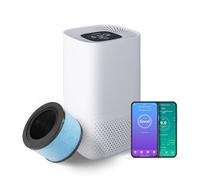 Purificateur d'air connecté HEPA -Lampe UV -CADR 145 m3/h - Pièce 25 m2 | Indicateur de la qualité de l'air - Capteur de micro-particules PM2.5 - Filtre à 3 couches - Elimine 99,9% des polluants